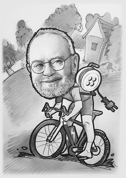 caricature with vehicle (pencil)