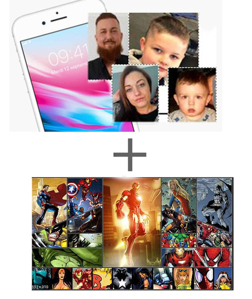 Caricature with Heros (color)