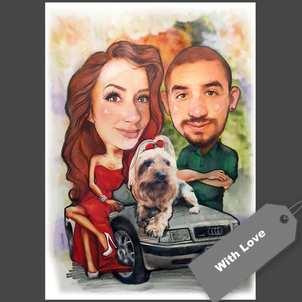 caricature with vehicle (color)
