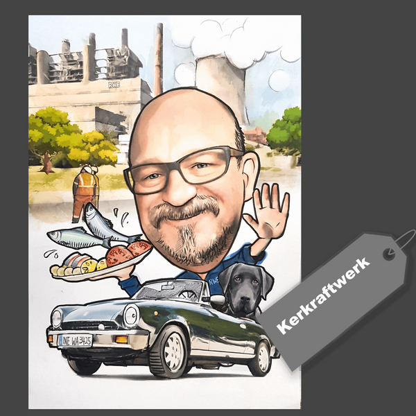 caricature with vehicle (color)