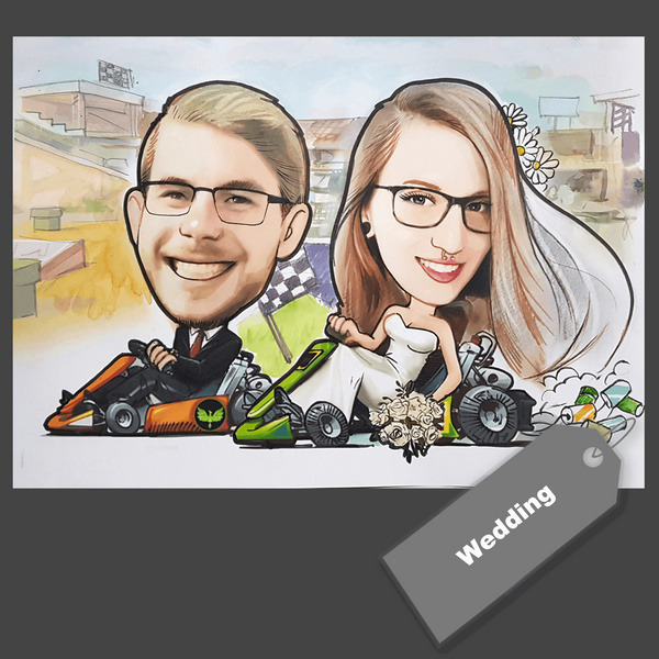 caricature with vehicle (color)