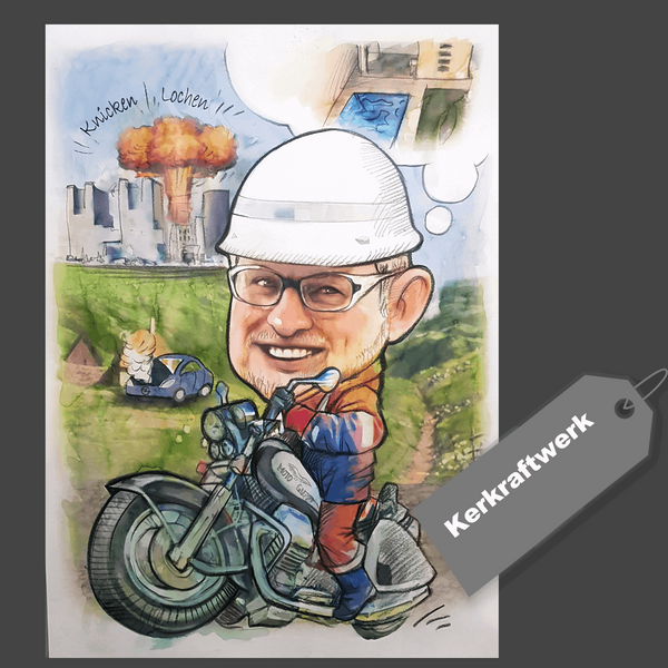 caricature with vehicle (color)